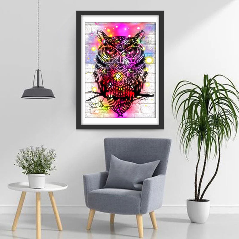 Kleurrijke Gloeiende Uil Diamond Painting