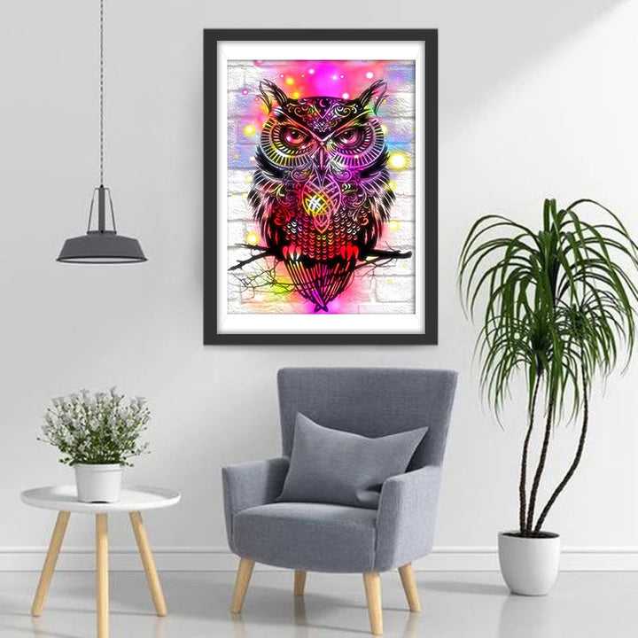 Kleurrijke Gloeiende Uil Diamond Painting