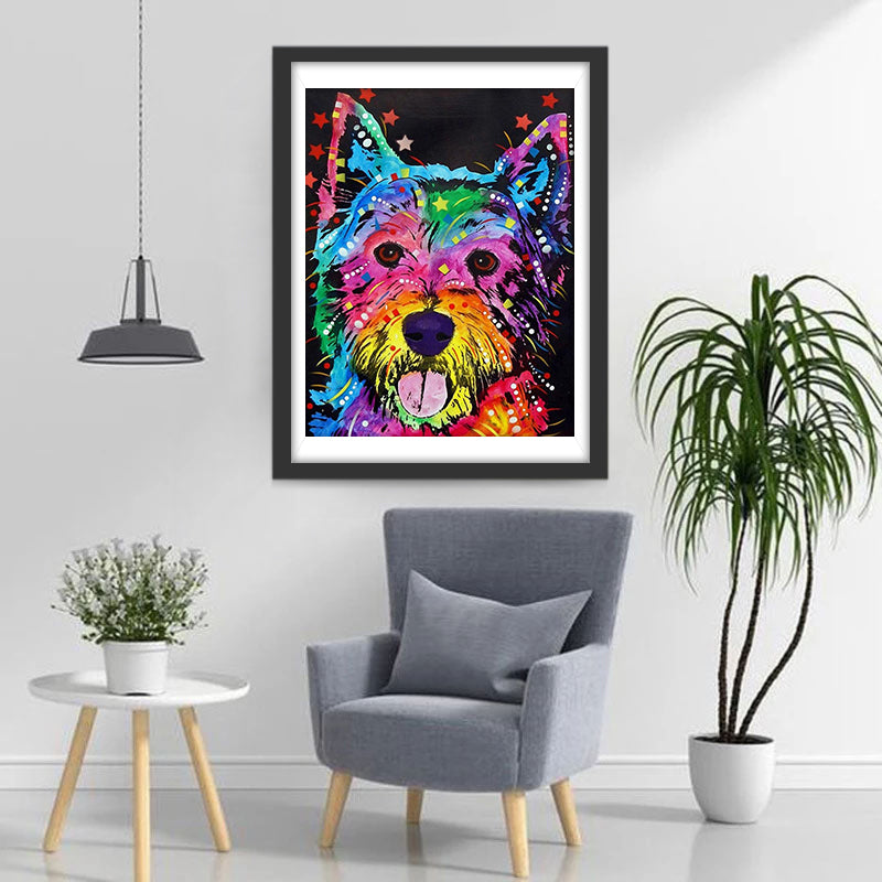 Kleurrijke Graffitihond Diamond Painting