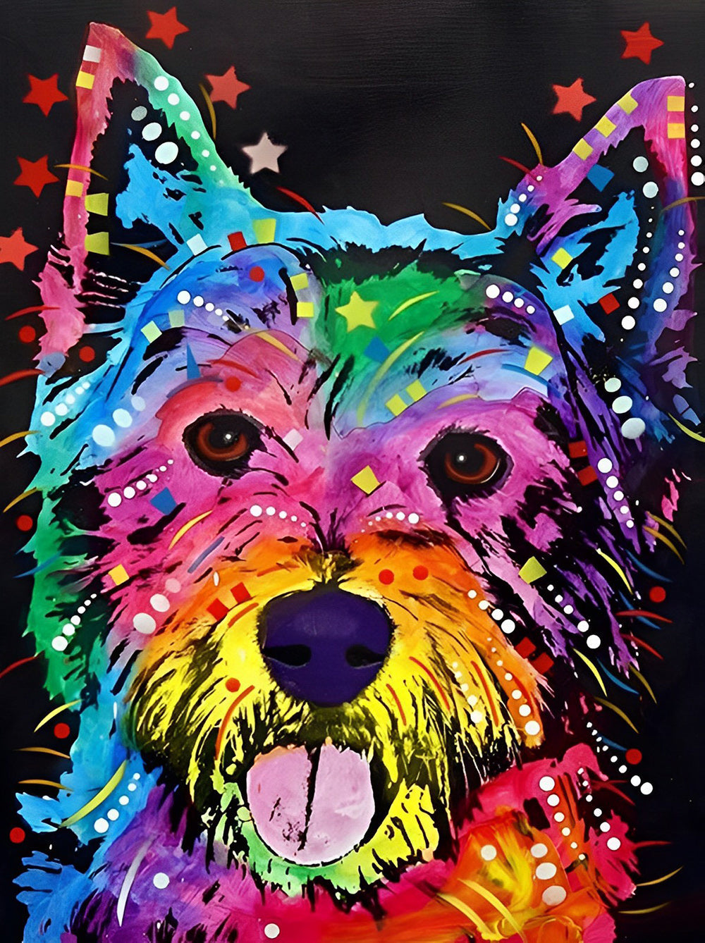 Kleurrijke Graffitihond Diamond Painting