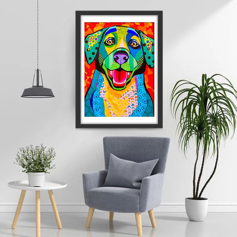 Kleurrijke Hond met veel Patronen op Haar Lichaam Diamond Painting