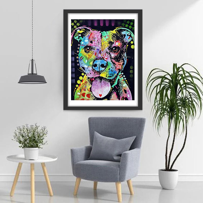 Kleurrijke Hond vol Patronen Diamond Painting