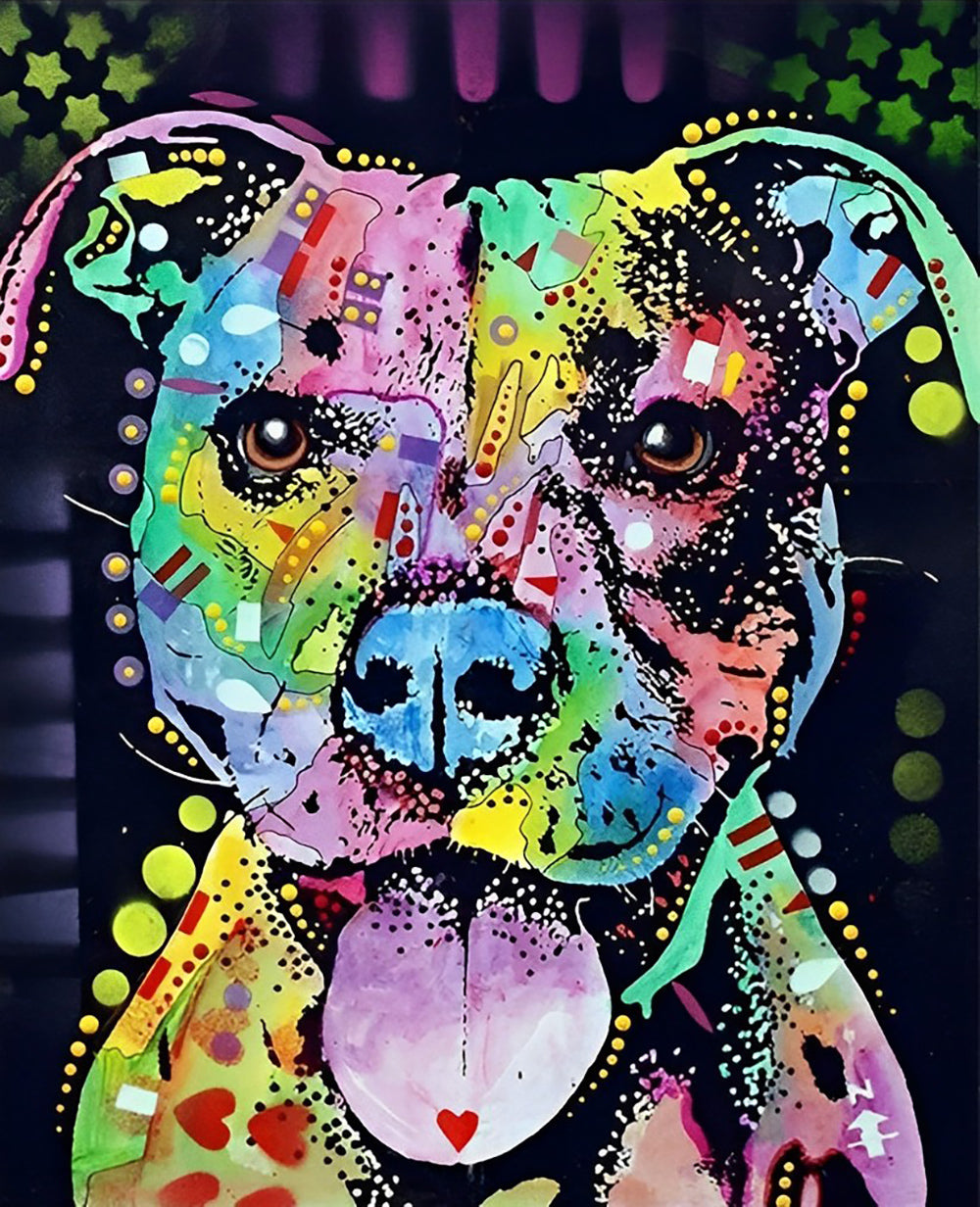 Kleurrijke Hond vol Patronen Diamond Painting