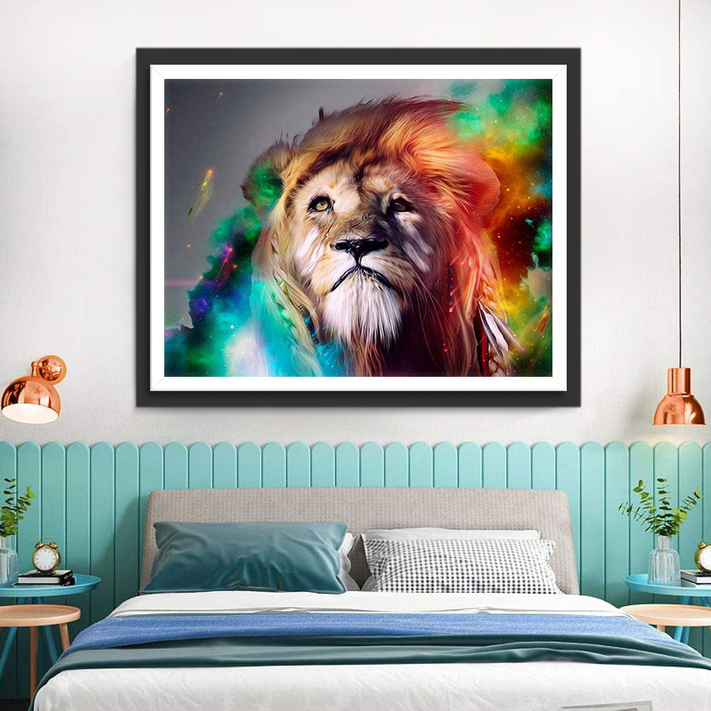 Kleurrijke Kleuren en Leeuw Diamond Painting