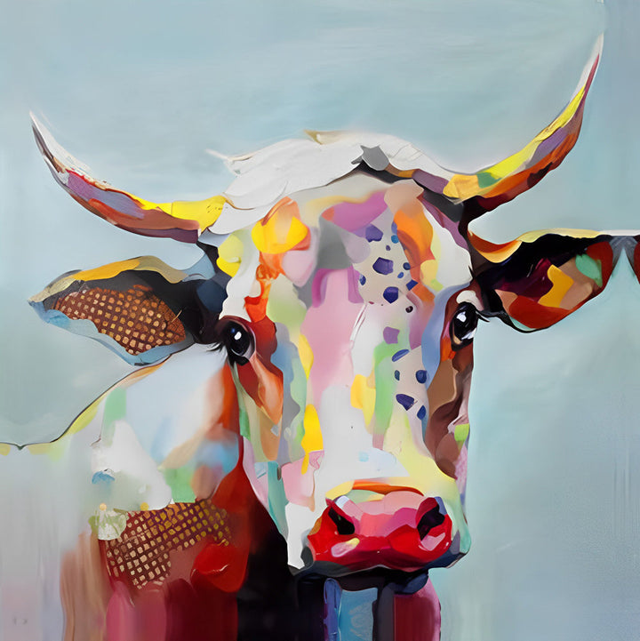 Kleurrijke Koe in Graffitistijl Diamond Painting