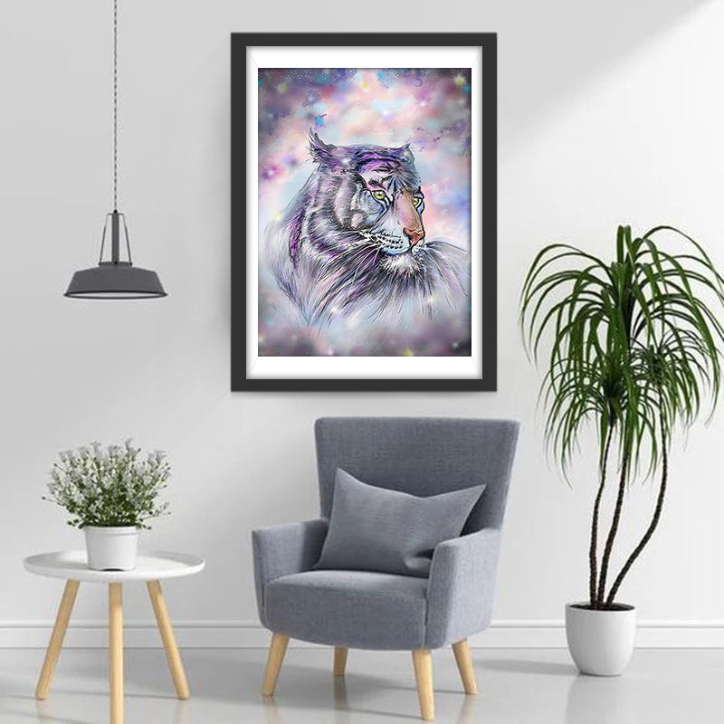 Kleurrijke Tijger in een Kleurrijk Paneel Diamond Painting