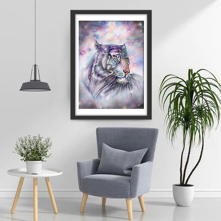 Kleurrijke Tijger in een Kleurrijk Paneel Diamond Painting