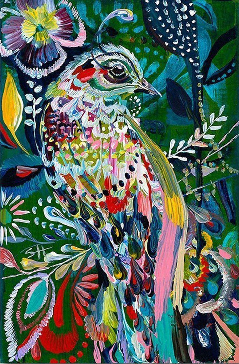 Kleurrijke Vogel met Patroon Diamond Painting