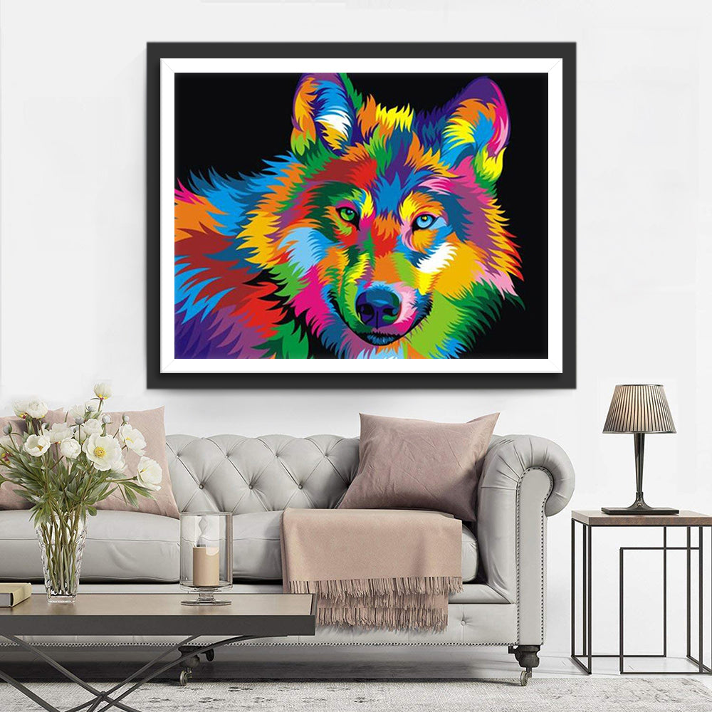 Kleurrijke Wolf Diamond Painting