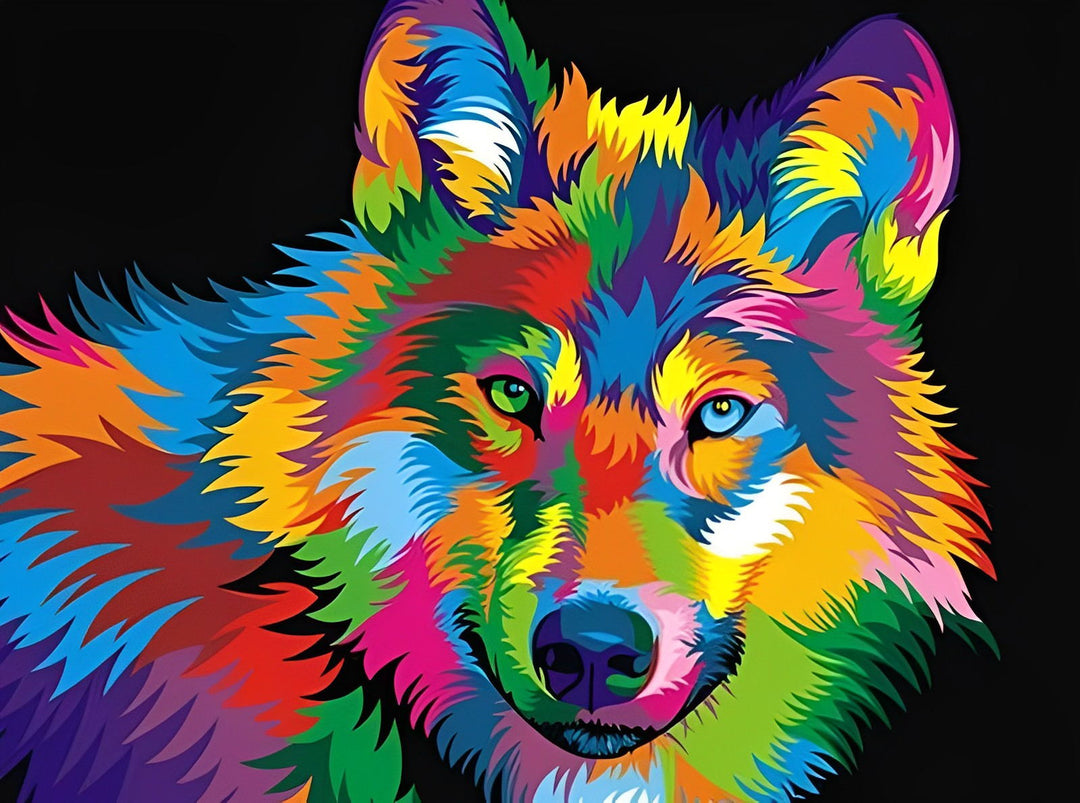 Kleurrijke Wolf Diamond Painting