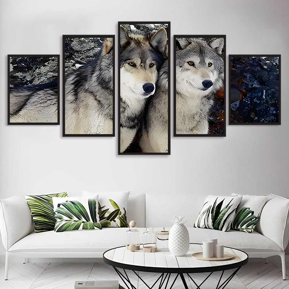 Koele Wolven 5 Platen Diamond Painting