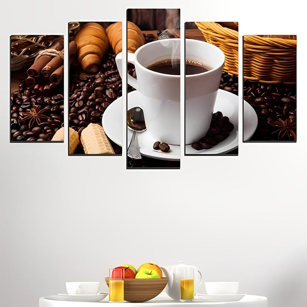 Koffie-ervaring in Vijf Panelen 5 Platen Diamond Painting