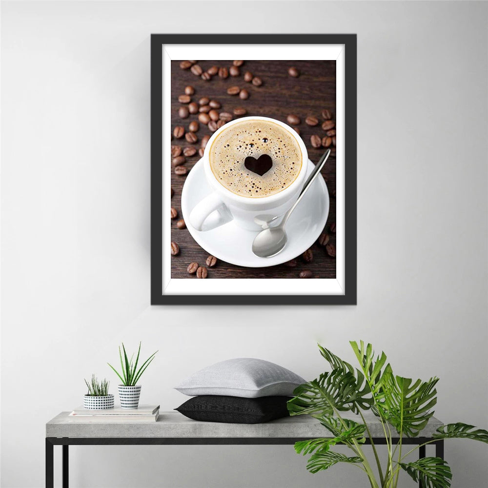 Koffie in een Wit Porseleinen Kopje Diamond Painting