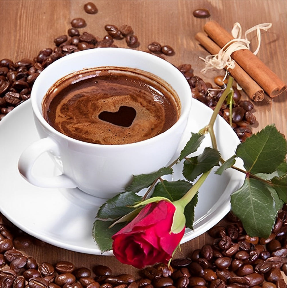 Koffiearoma's Dansend met Rozengeur Diamond Painting