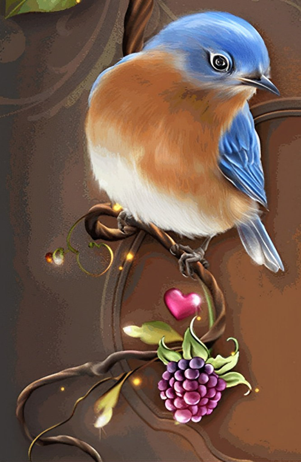 Kolibrie op Paarse Wijnstok Diamond Painting