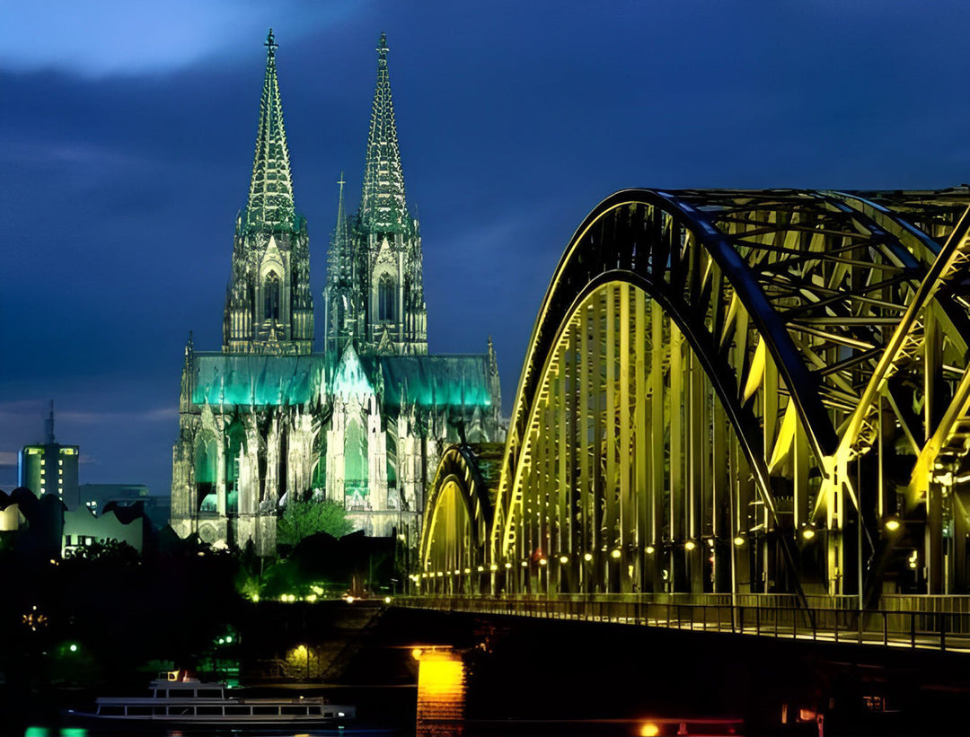 Kölner Dom en Brug bij Avond Diamond Painting