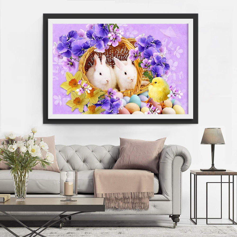 Konijnen & Kuiken bij Eitjes Diamond Painting