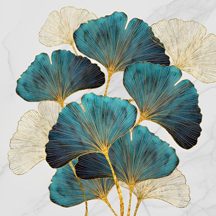 Kunstzinnige Ginkgobladeren met Goud Diamond Painting