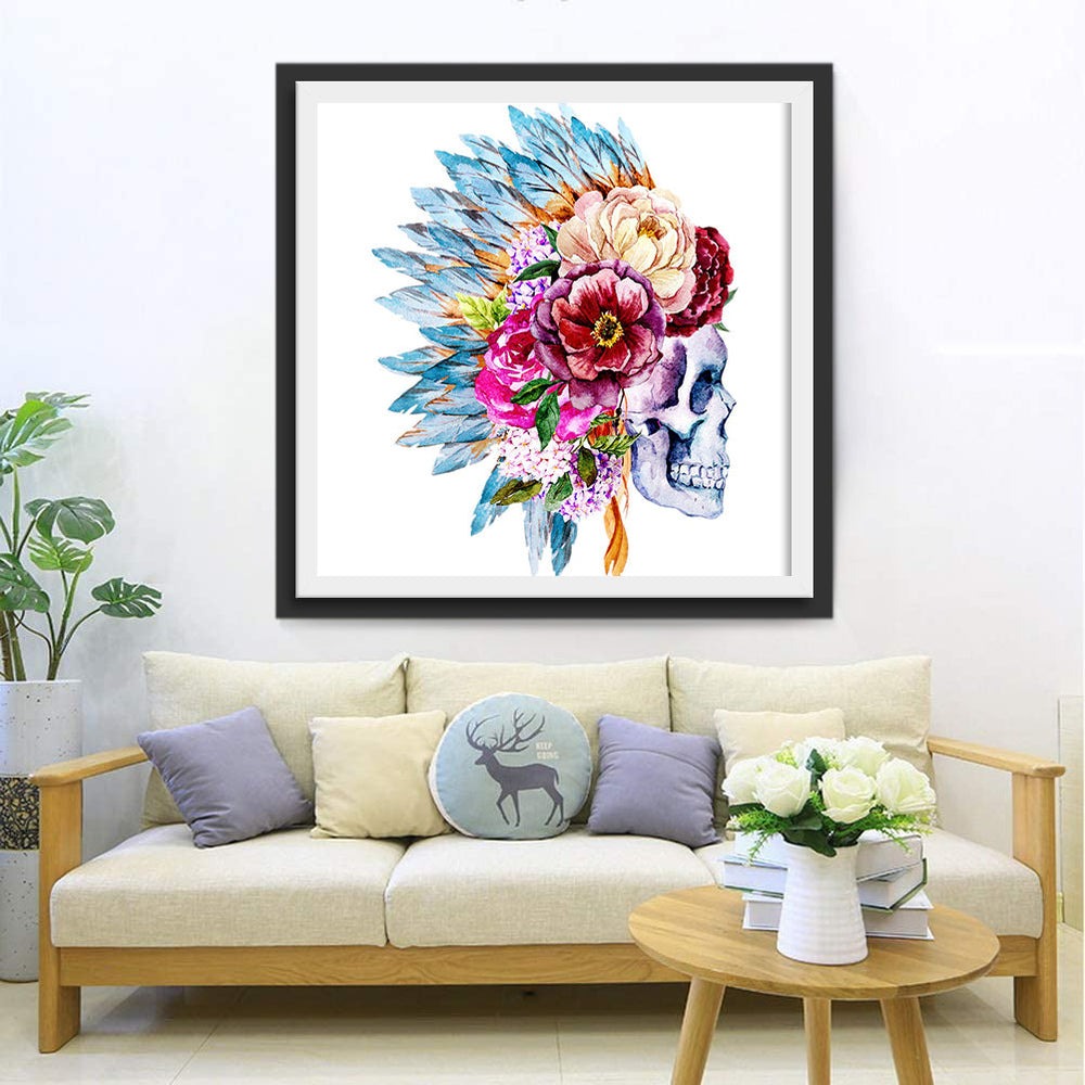 Kunstzinnige Schedelversiering Diamond Painting