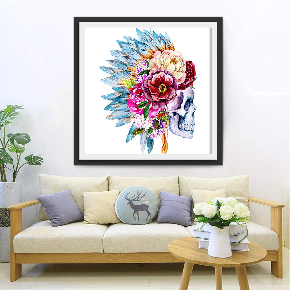 Kunstzinnige Schedelversiering Diamond Painting