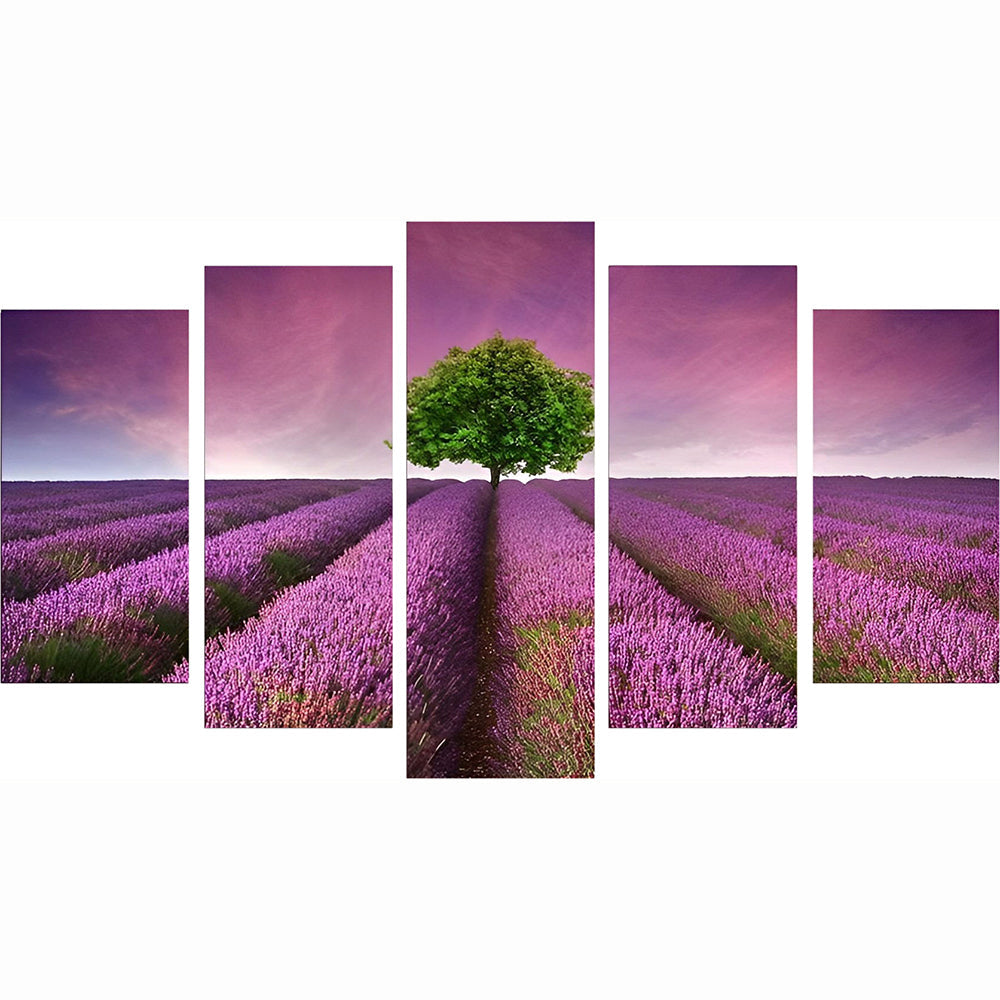 Lavendel en Boom 5 Platen Diamond Painting