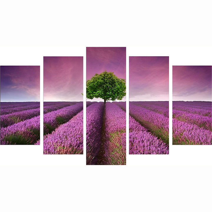 Lavendel en Boom 5 Platen Diamond Painting