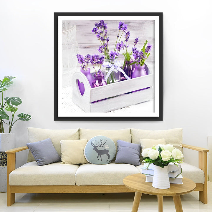 Lavendel in een Houten Kistje Diamond Painting