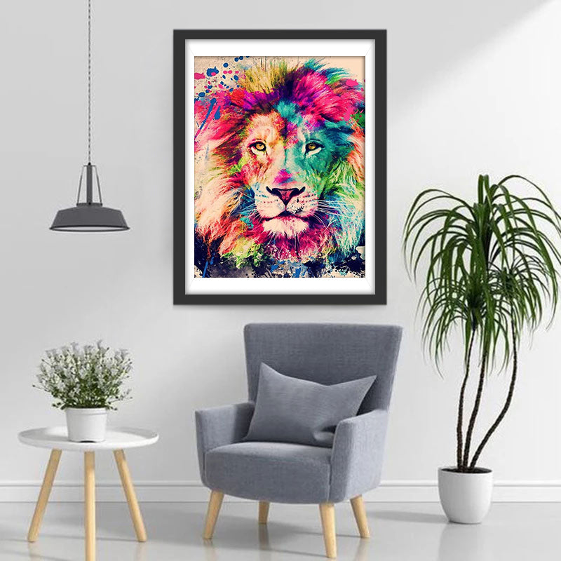 Leeuw Beschilderd met Kleurpigmenten Diamond Painting
