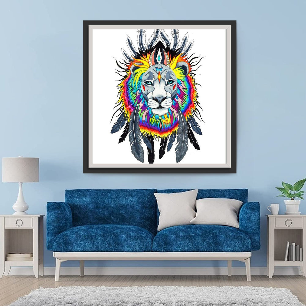 Leeuwendecoratie in Indiase Stijl Diamond Painting