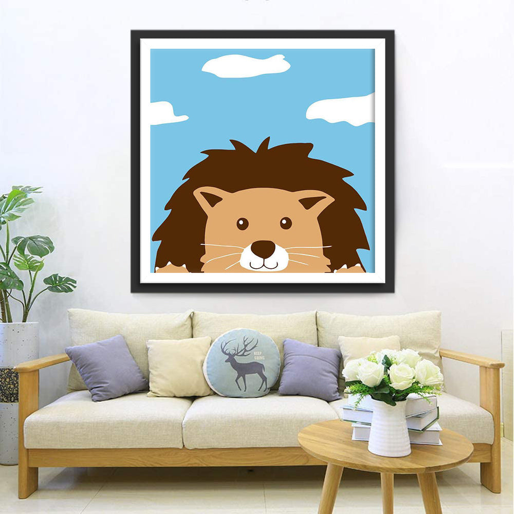 Leeuwenwelp onder Wolkenlucht Diamond Painting