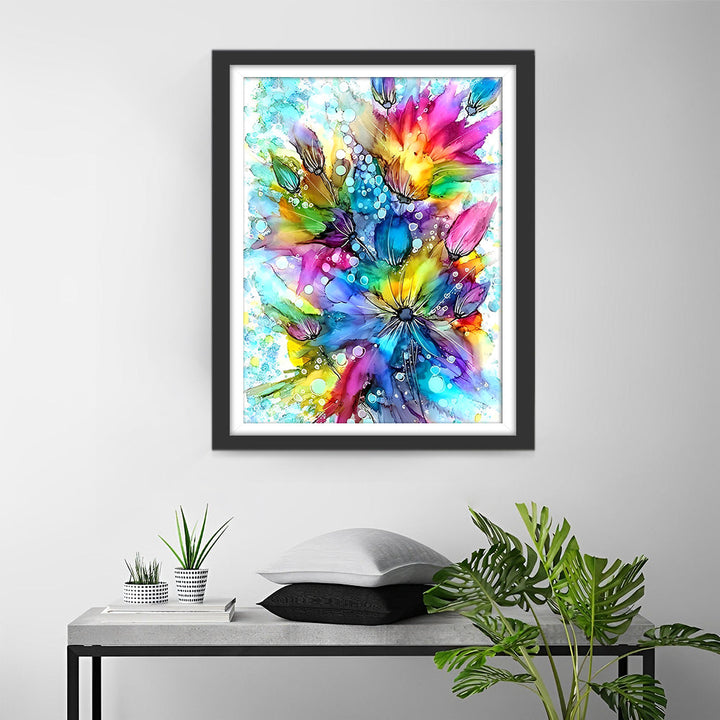 Levendig Energiek Abstract Bloemenbeeld Diamond Painting