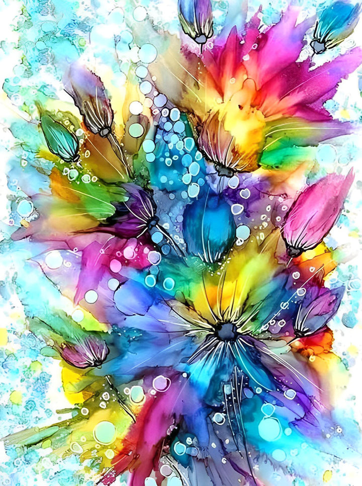 Levendig Energiek Abstract Bloemenbeeld Diamond Painting