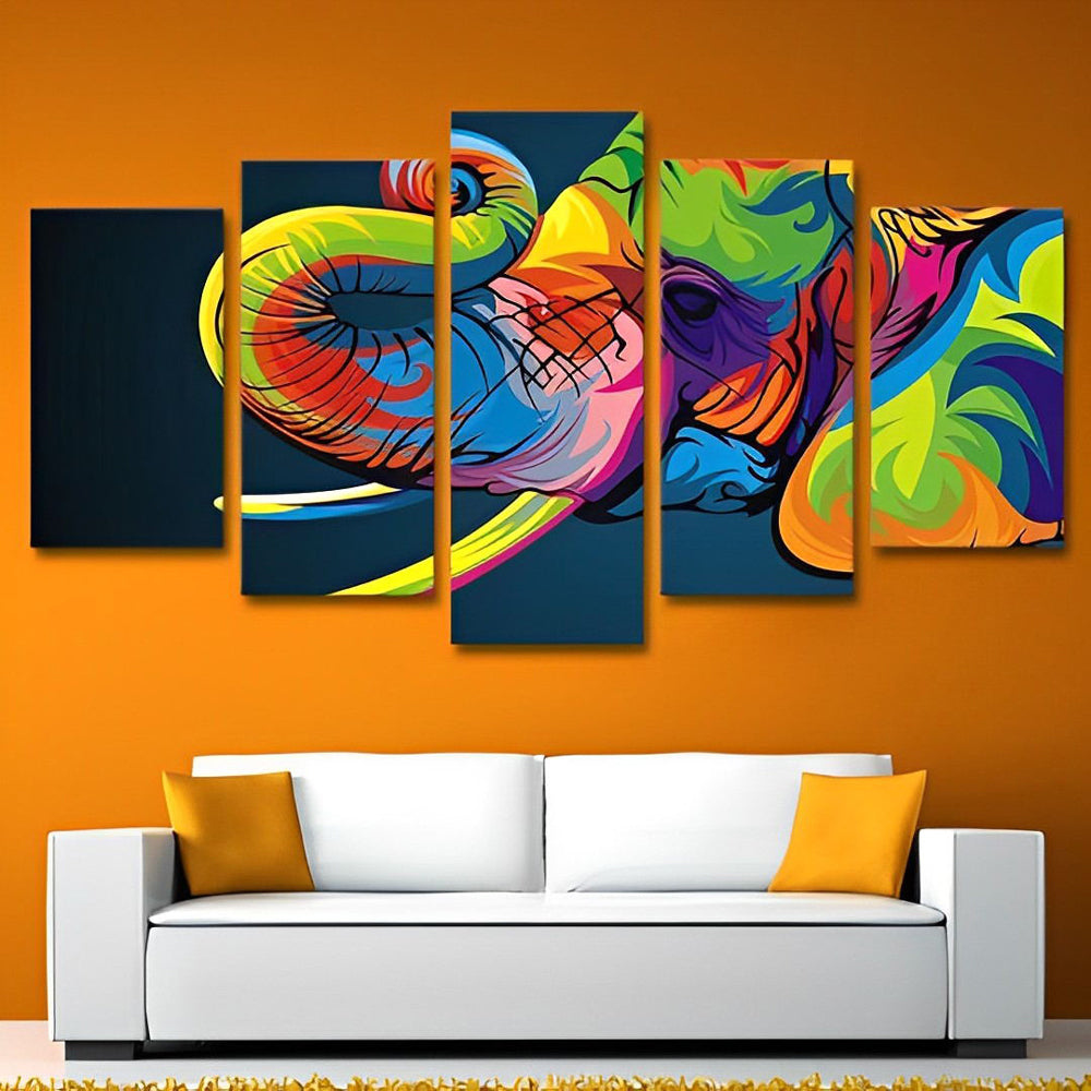 Levendige Abstracte Olifant 5 Platen Diamond Painting