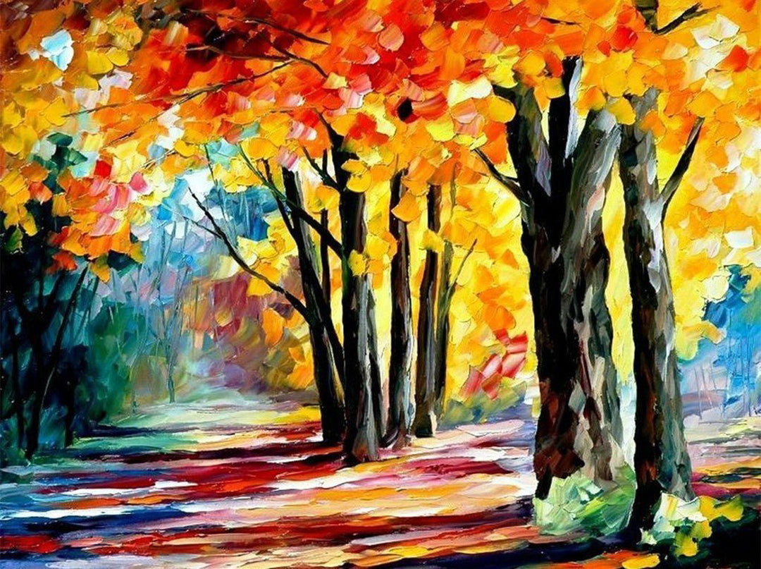 Levendige Herfstkleuren in het Bos Diamond Painting