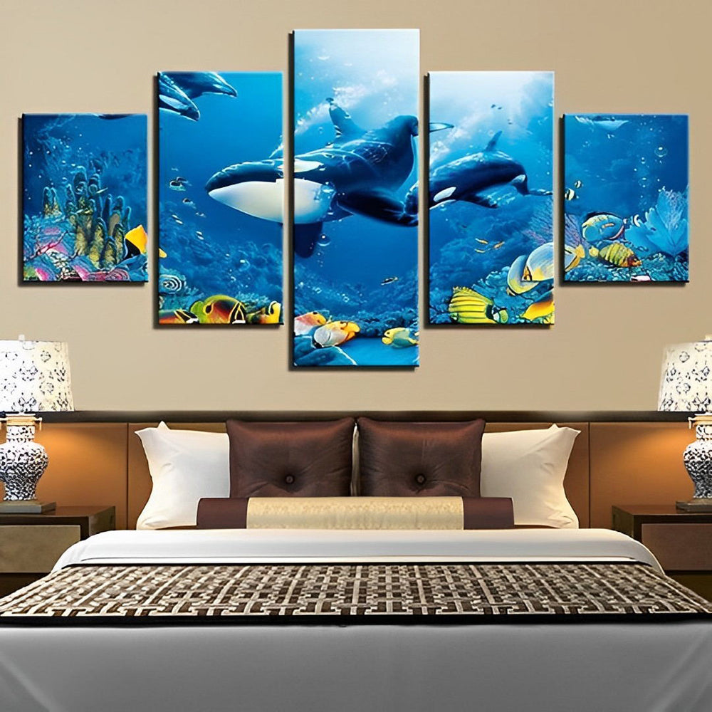 Levendige Orka's in Blauwe Oceaan 5 Platen Diamond Painting