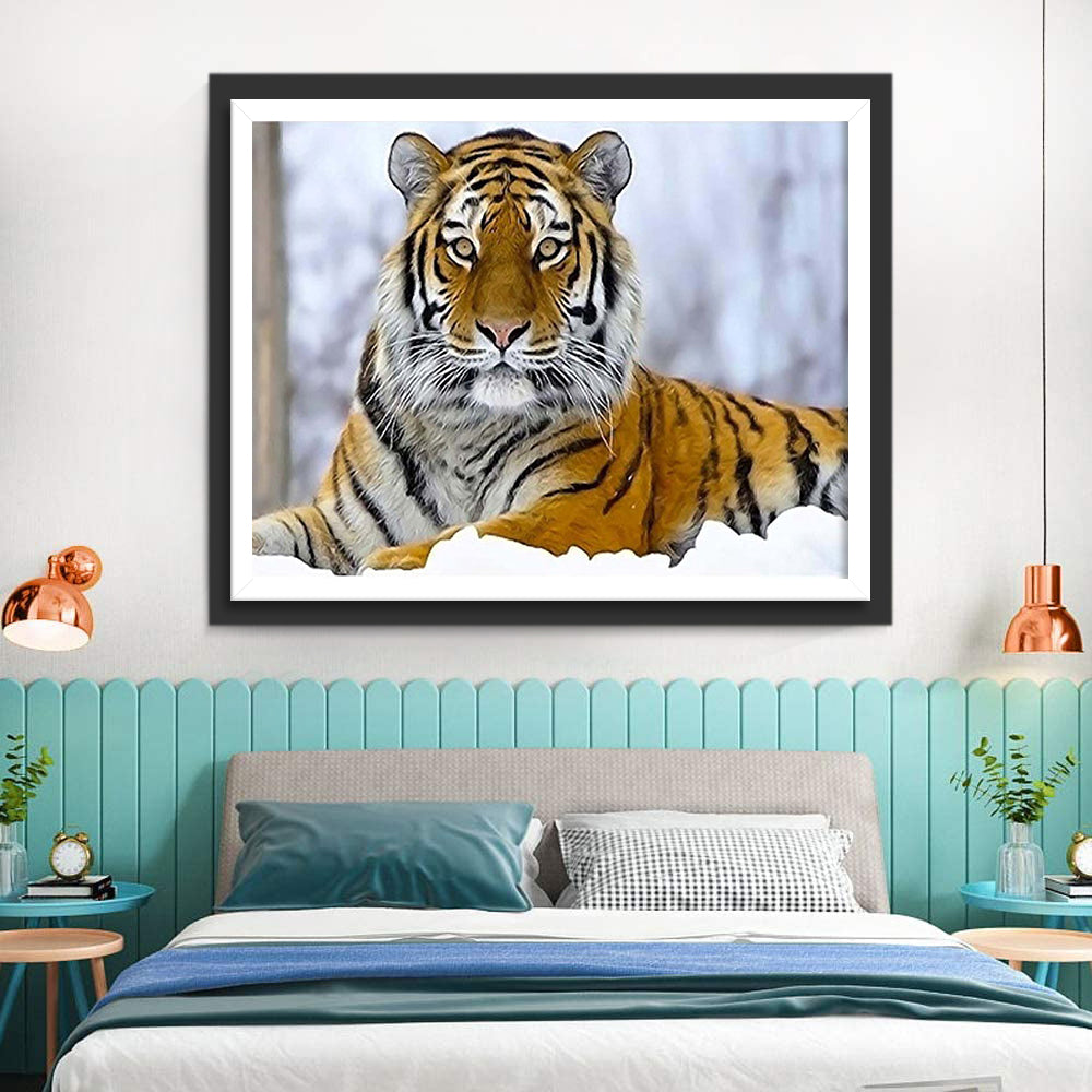 Levendige Tijger in de Sneeuw Diamond Painting