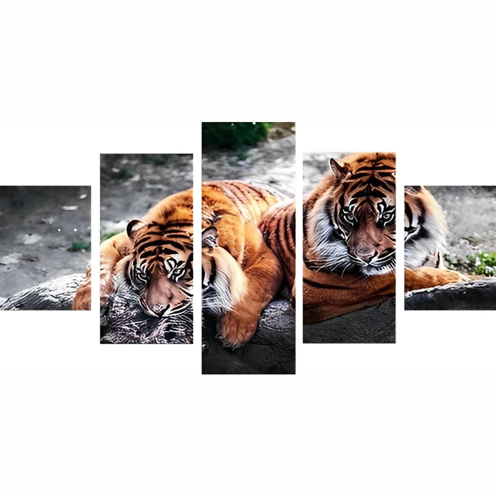 Levendige Wilde Tijger 5 Platen Diamond Painting