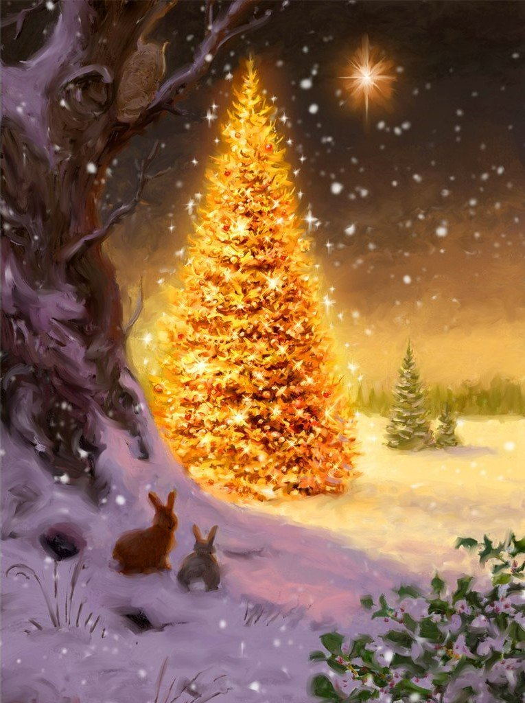 Lichtende Boom in Winter Diamond Painting