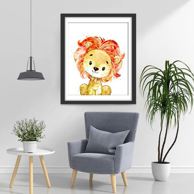Lief Leeuwenwelpje met Kleurrijke Mane Diamond Painting