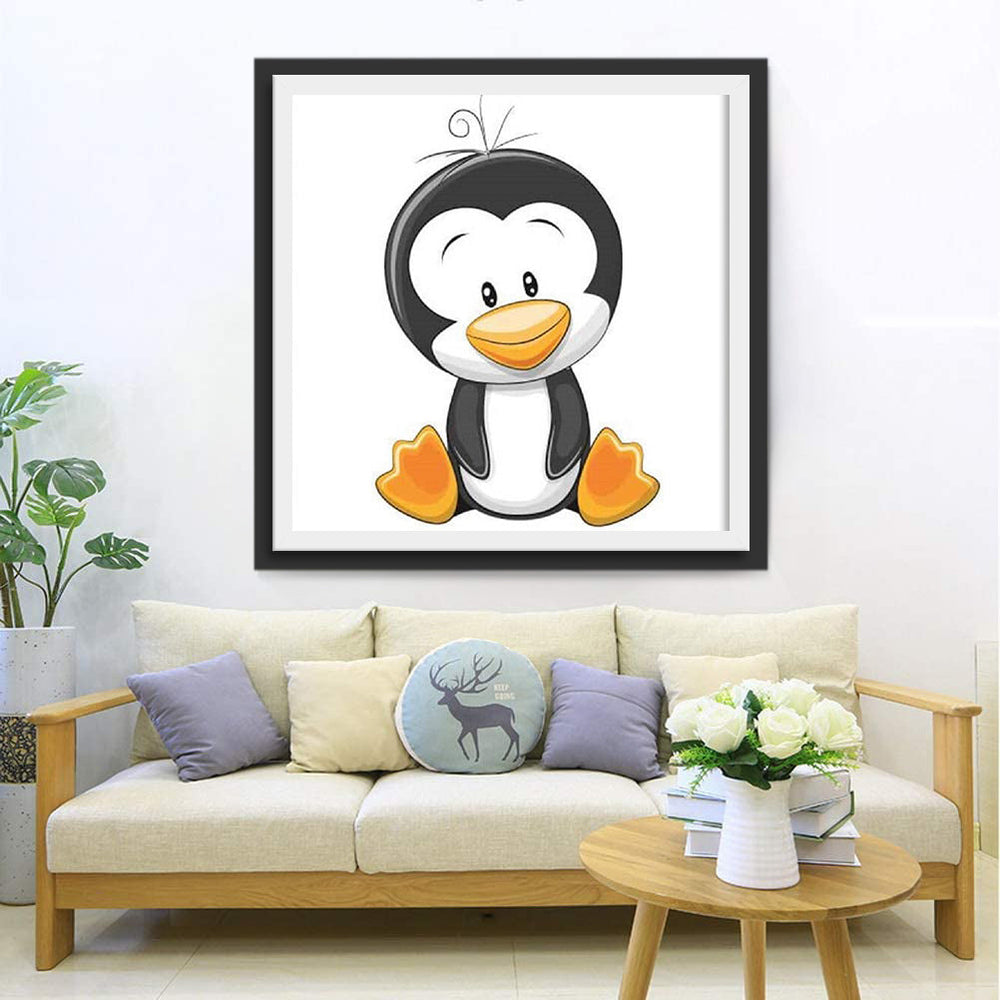 Lief Pinguin-kindje met Vrolijke Blik Diamond Painting