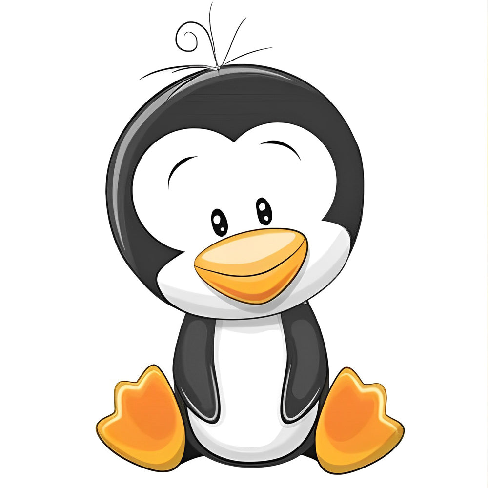 Lief Pinguin-kindje met Vrolijke Blik Diamond Painting