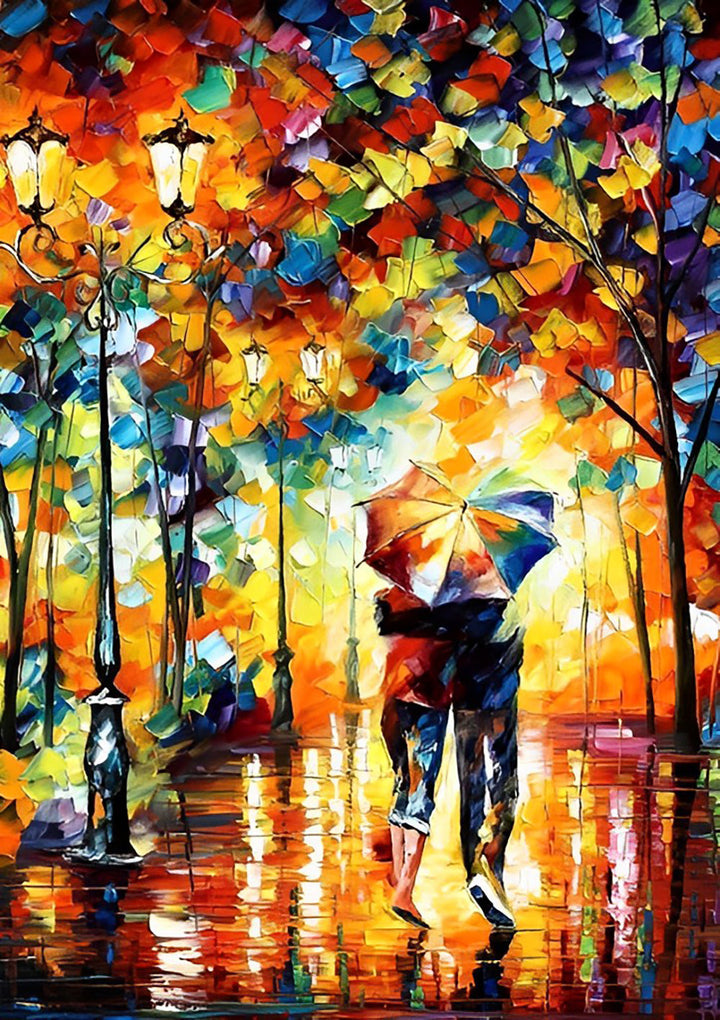 Liefdesmoment in de Regen Diamond Painting