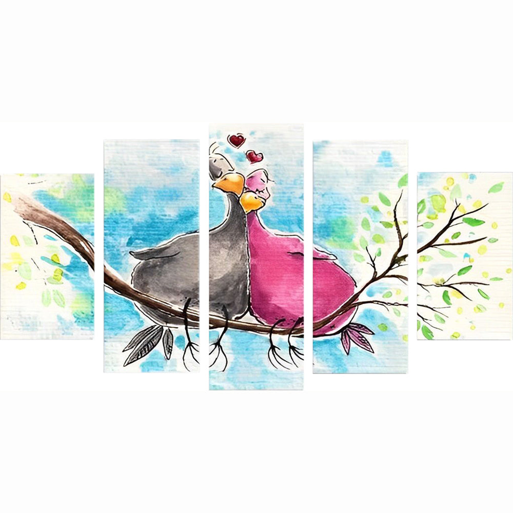 Liefdevolle Vogels op de Tak 5 Platen Diamond Painting