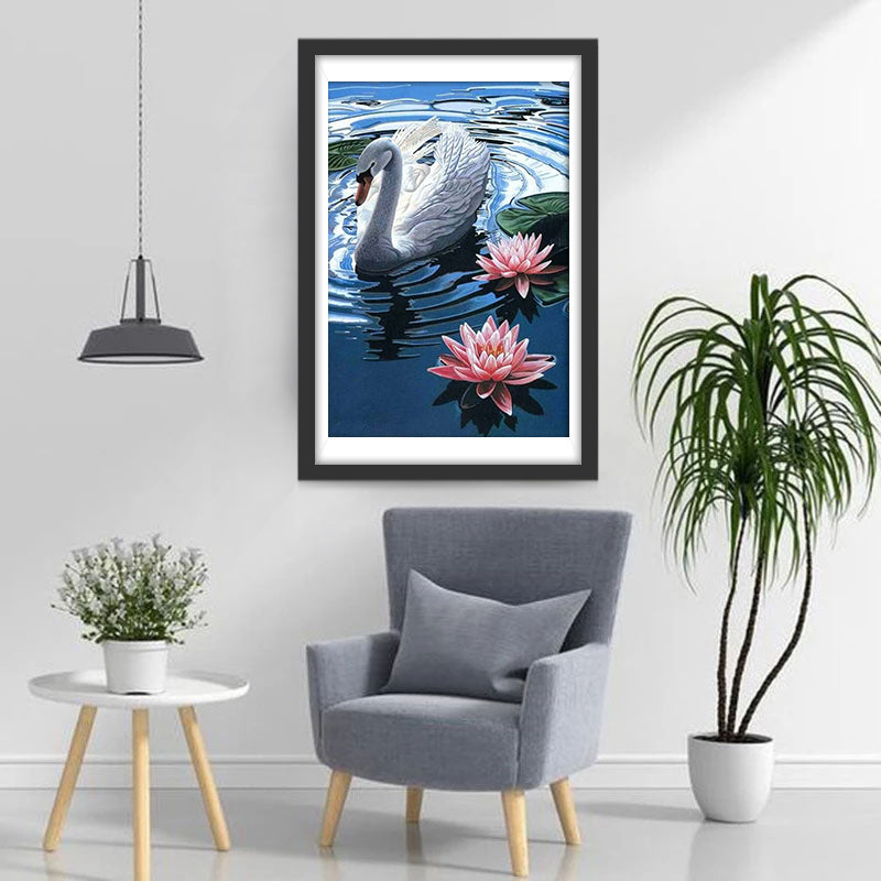 Lotus en een Witte Zwaan Diamond Painting