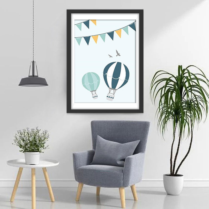 Luchtballonnen onder de Vlaggenslinger Diamond Painting