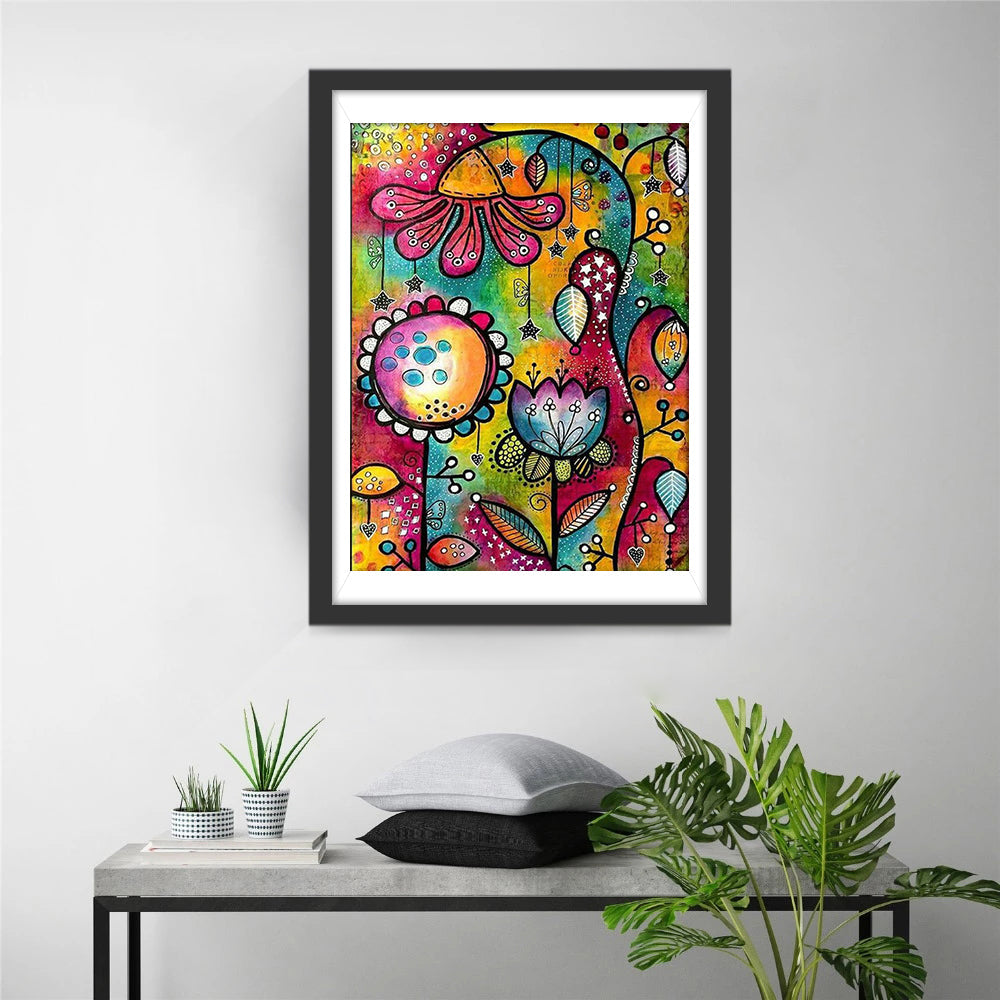 Luchtig Kindachtig Bloementaferel Diamond Painting