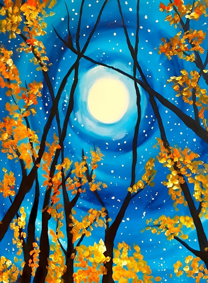 Maan en Gele Bladeren Diamond Painting