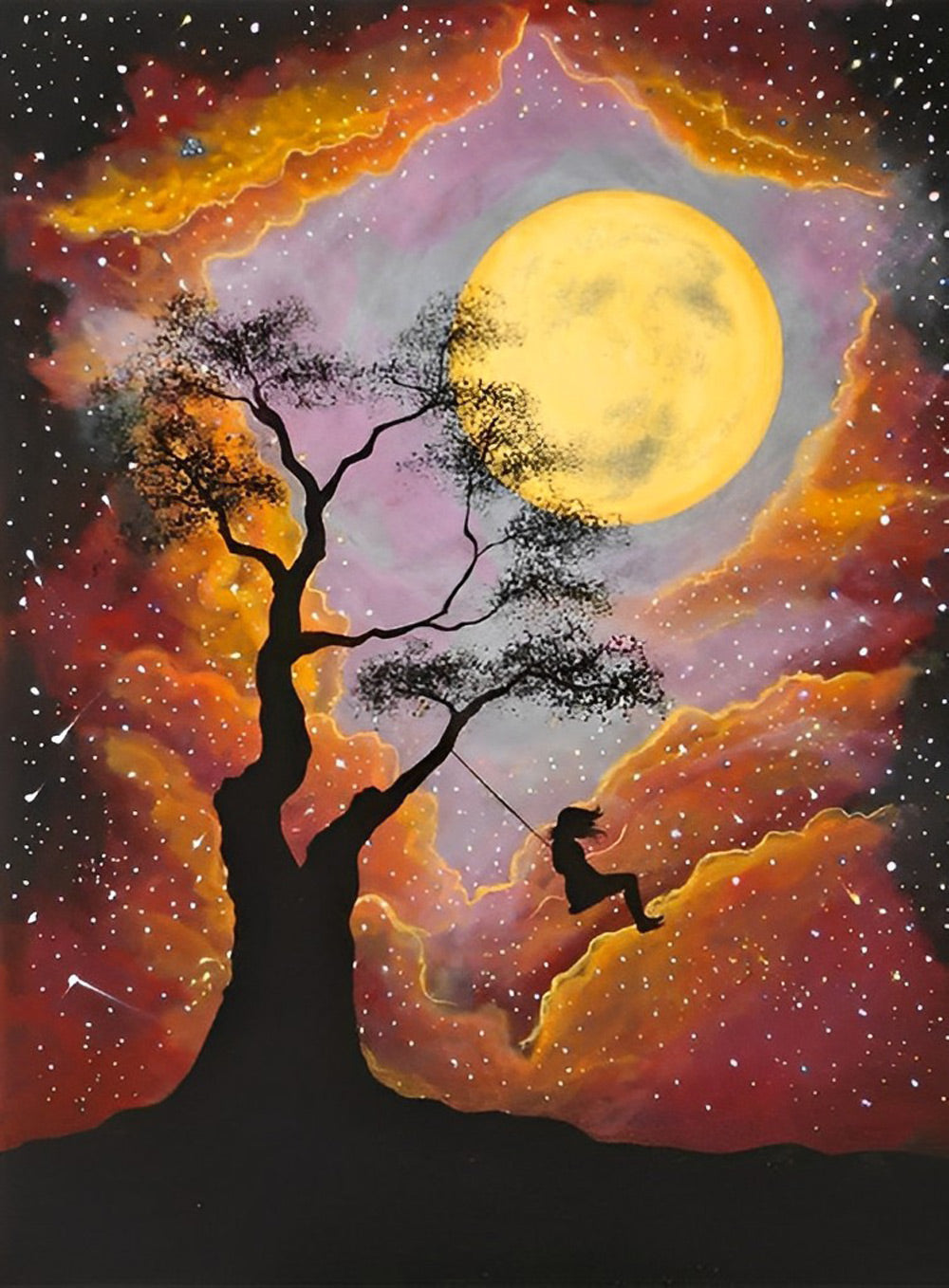 Maanlicht en Silhouetten Diamond Painting
