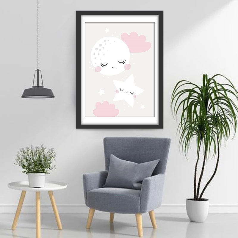 Maantje, Sterretje en Wolkjes Diamond Painting
