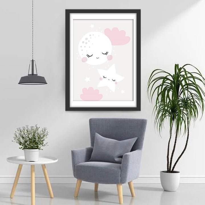 Maantje, Sterretje en Wolkjes Diamond Painting